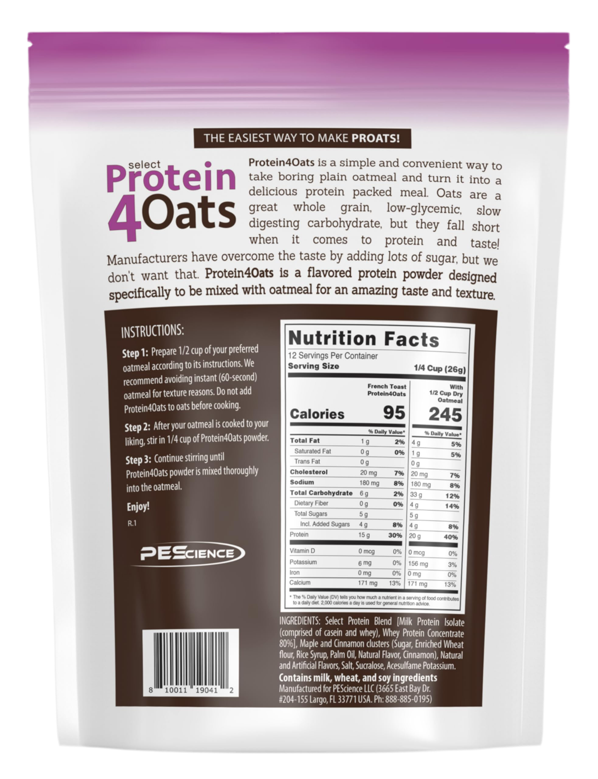 PEScience Protein 4 Oats - Bemoxie Supplements