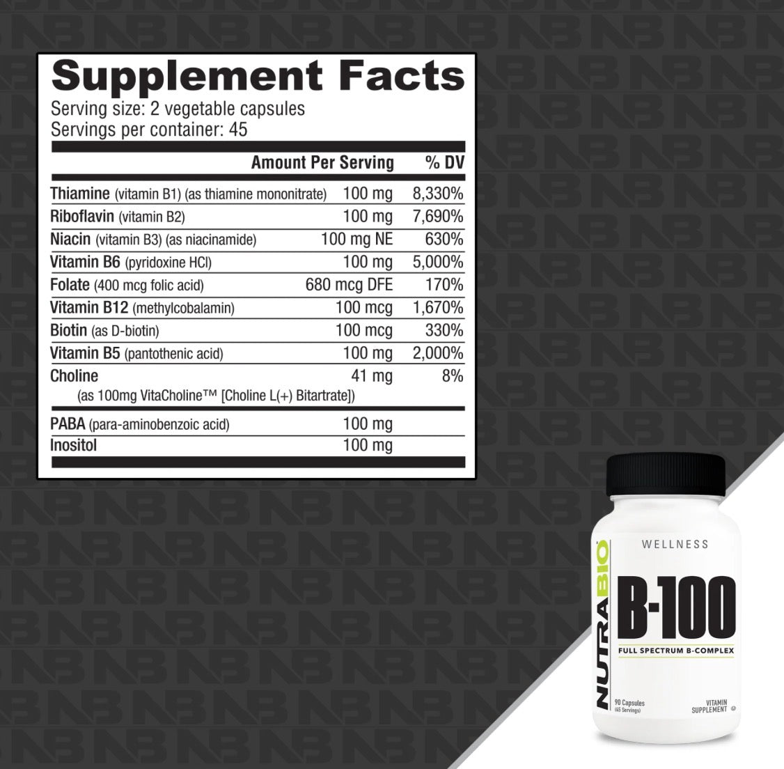 NutraBio B‑100 Complex - Bemoxie Supplements