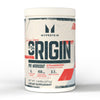 MyProtein Origin pre-workout supplement container on a white background