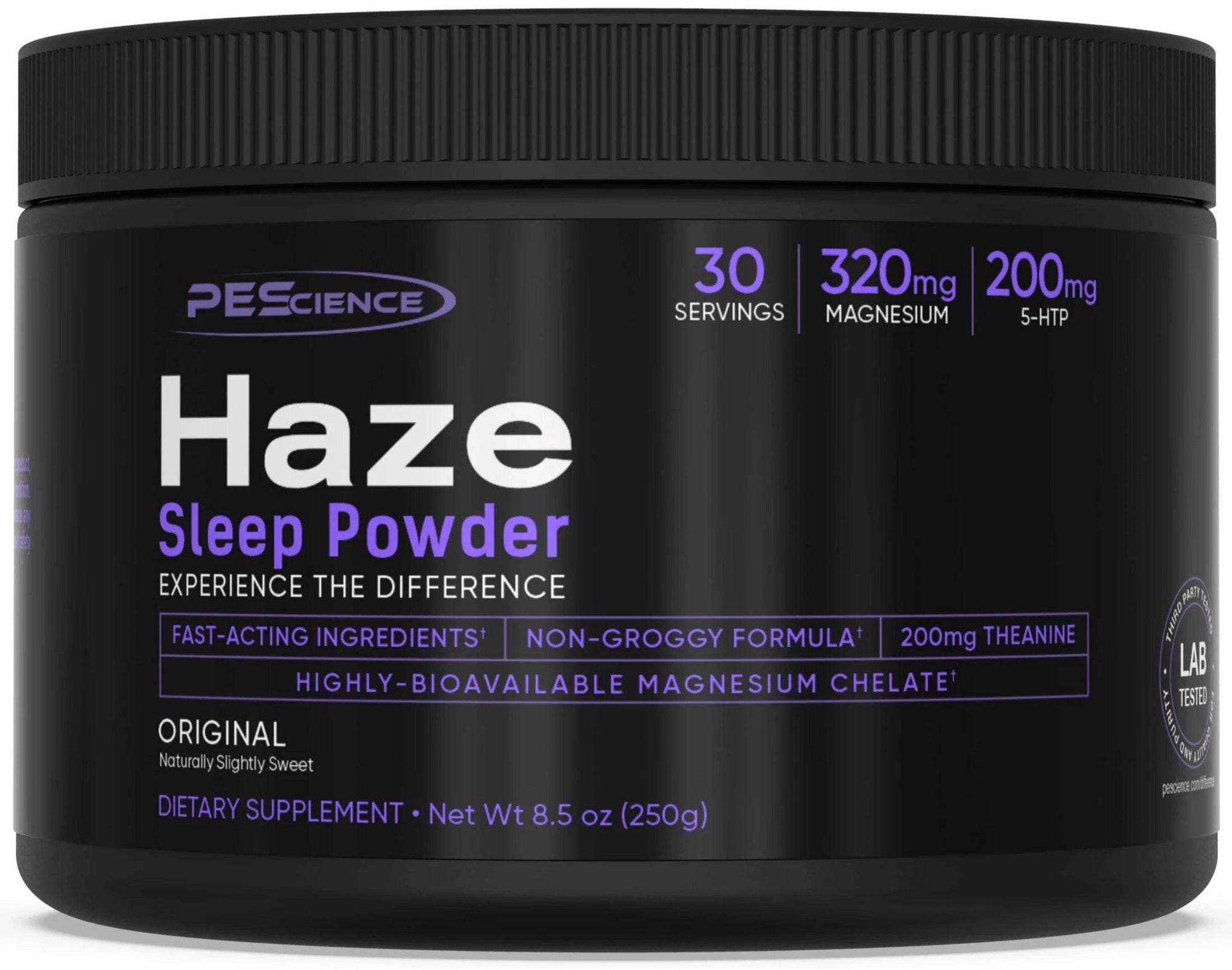 PEScience Haze Sleep Powder- Black bottle with Purple letters